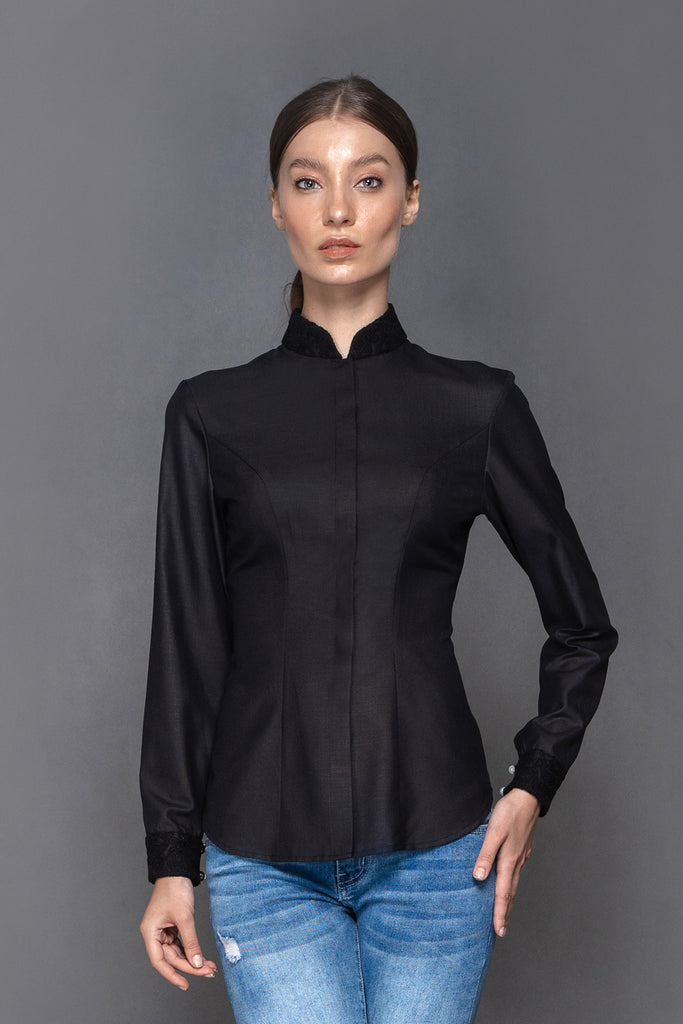 Linda - Non Iron Black Shirt