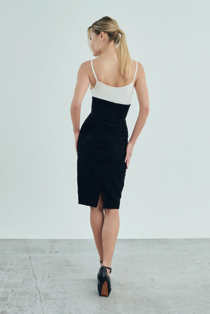 Katherine - Non Iron - Black lace high waisted tapered pencil skirt - A Shirt by Adam Liew