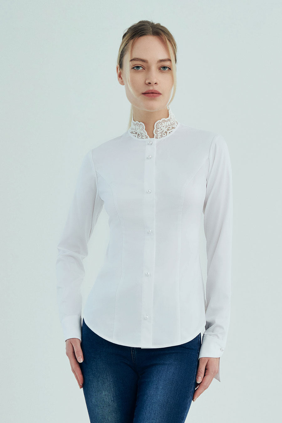 Victoria - Non Iron - White long sleeve shirt