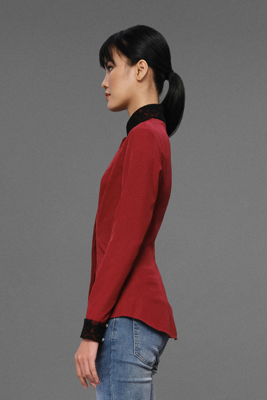 Alexandra - Non Iron - Red long sleeve shirt