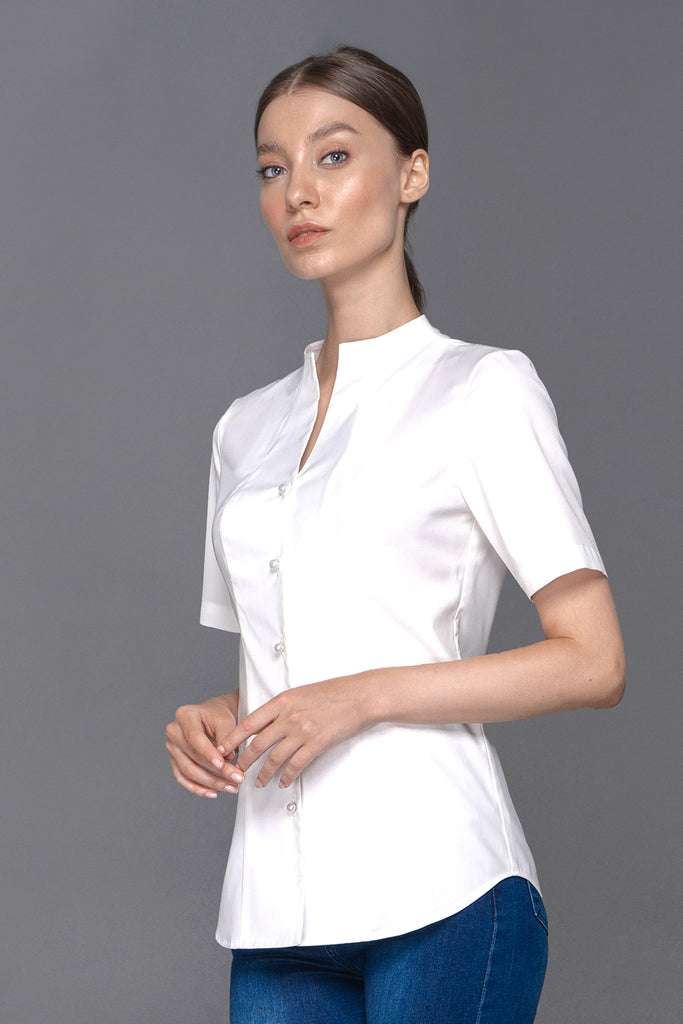 Joan - Non Iron - White short sleeve shirt