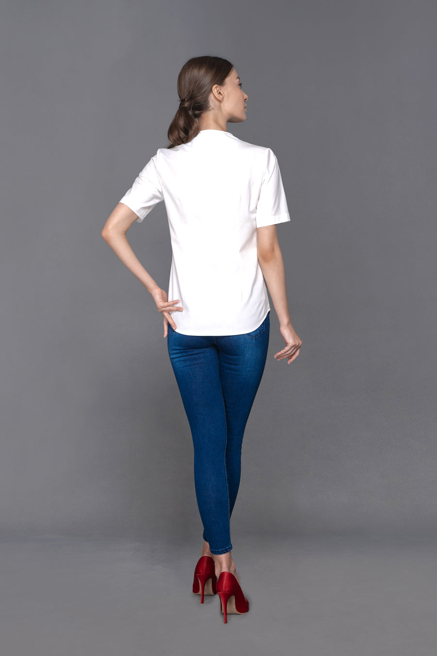 Joan - Non Iron - White short sleeve shirt