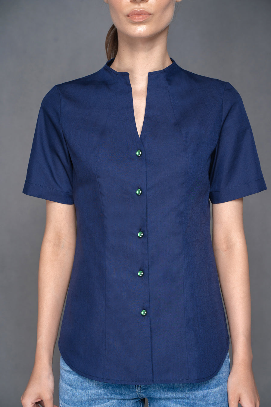 Gabriella - Non Iron - Navy Blue short sleeve shirt