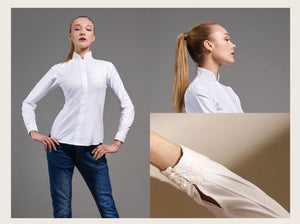 A Shirt by Adam Liew Cassandra White Shirt On Model
